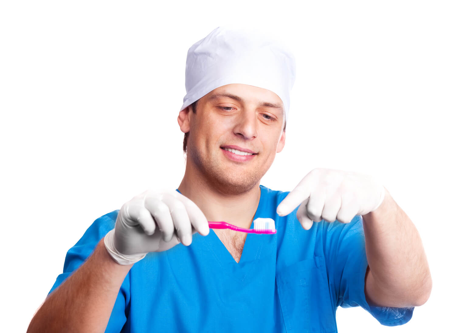 Guy holding toothbrush